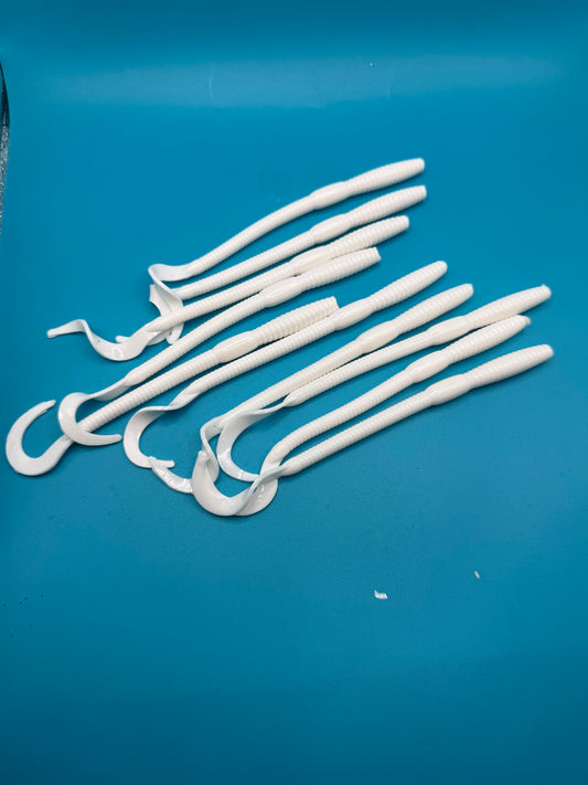 MEKENI'S STRIPER HALI WORM TAILS 10CT $5.99 Please choose Color when ordering